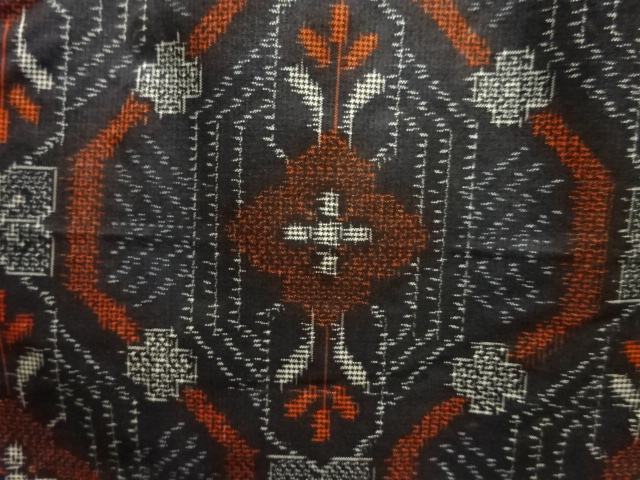 JAPANESE KIMONO / ANTIQUE HAORI / SILK / DORO OSHIMA TSUMUGI / WOVEN FLOWER